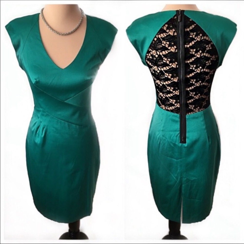 BLACK HALO Lace Back Jagger Dress Emerald SZ 2 NWT
